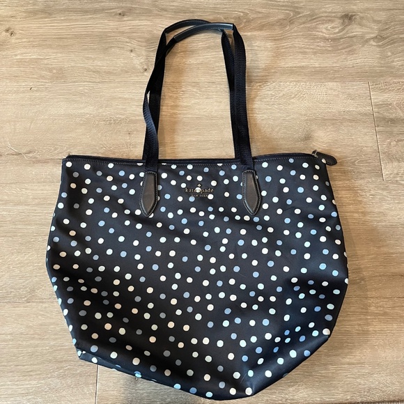 Kate Spade New York Mel Packable Nylon Tote – Blue Multi Polka Dot - Picture 3 of 7